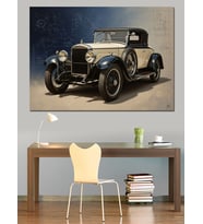 Retro Klasik Araba Ve Teknik Çizimler Dekoratif Kanvas - Mdf Ahşap Tablo