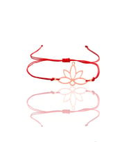 Gümüş rose lotus yaşam çiçeği kırmızı ipli bileklik SGTL12059ROSE