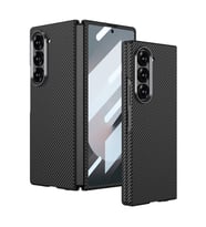 Samsung Galaxy Z Fold 6 Kılıf Kamera Korumalı Karbon Fiber Tasarımlı Arka Yüzey (Siyah)