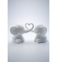 MYCRAFT3D Sevgili Fil Biblo Seti Kalp Figürlü Minimal Dekoratif Obje Hediye Çift Fil Heykel 20x10cm