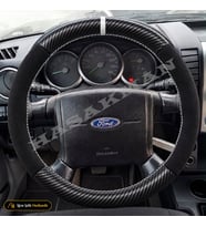 Mazda B-Series Dikme Direksiyon Kılıfı Alcantara Süet Mat Karbon Beyaz Yüzük ve Dikiş Fighter-B2500-Thunder 2006-2009