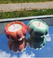 8x8 Renkli Kabak Mum - El Yapımı Alçı Kase Ve Kokulu Mum - Fresh Aromalı