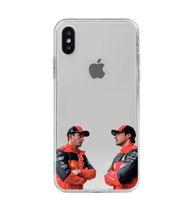 Iphone X / Xs Uyumlu Carlos Sainz ve Charles Leclerc Formula 1 Desenli Şeffaf Kılıfı