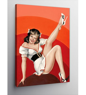 Kanvas Tablo Elbiseli Pin Up Kızı
