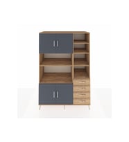 Kronos Dolap 9 Raflı 4 Çekmeceli 4 Kapaklı 132x59x195 Çam-Antrasit/Çam