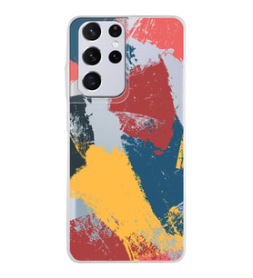 Samsung Galaxy S21 Ultra Kapak Brush Stroke Tasarımlı Şeffaf Silikon Kılıf