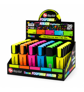 36 ADET NEON FOSFORLU KALEM - STANDLIDIR İÇİNDE 12 - SARI - 6 - TURUNCU - 6 - PEMBE - 6 - MAVİ - 6 - YEŞİL (5680)