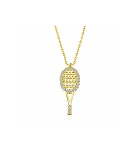 Gümüş Gold Tenis Raketi Kadın Kolye CSR2181205