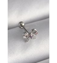 316L Çelik Gümüş Renk Zirkon Taşlı Kurdele Tragus Piercing TJ-PR1265
