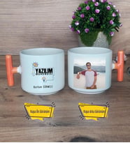 Yazılım Mühendisi Kupa Bardak Fotoğraflı T Turuncu Kulplu Mühendisler Günü Hediyesi