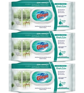 Bingo Clean Yüzey Temizlik Havlusu 96 Yaprak Sevilen Kokular Ferah Evim (3 Lü Set) 288 Yaprak (Beyaz)