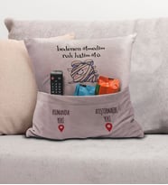 BK Gift Eğlenceli Tasarımlı Organizer Kumanda ve Atıştırmalık Cepli Pembe Kırlent Yastık- 4, Ev Dekoru, Ev Hediyesi