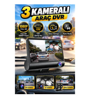 3 Kameralı Araç DVR Kayıt Kamerası – 1080P Full HD, 170° Geniş Açı ve Park Modu