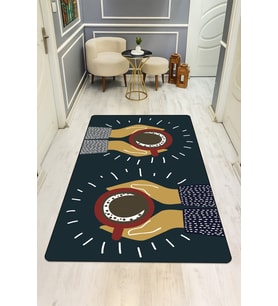 Modern Desenli Dijital Baskı Kaymaz Taban Halı H0739