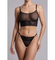Siyah Dantelli Transparan Bralet ve Tanga Fantazi İç Giyim TM1478 — Beden: S