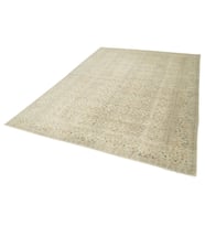 Krem Halı Vintage Stil Çiçek Motifli El Dokuma Yün Salon Halısı Dekoratif Oda Yatak Odası