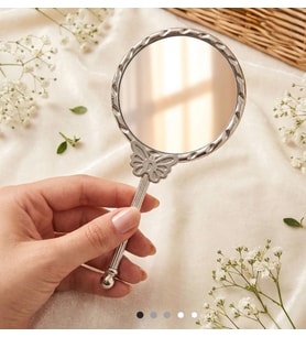 Tatlı Sebep Vintage Kelebek Detaylı Mini El Aynası - Dekoratif Makyaj Aynası 10 adet