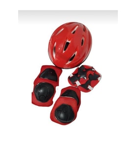Çocuk Kask Dizlik Dirseklik Koruyucu Set 7 Parça (Kırmızı)