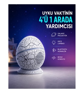 Mey İthalat® Dinozor Yumurtası Tasarımlı Gece Lambası – Müzik ve Işık Senkronizasyonlu