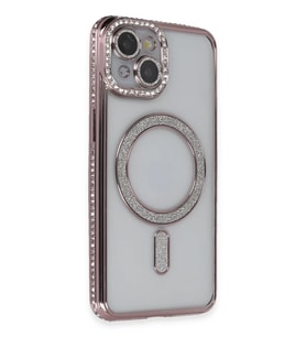 Newface Apple iPhone 13 Kılıf Joke Simli Magneticsafe Kılıf - Pembe