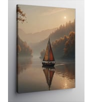 Kanvas Tablo Gölde Yelkenli