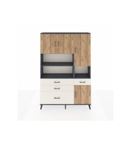 Arges Dolap 9 Raflı 4 Çekmeceli 4 Kapaklı 132x30x195 Antrasit-Çam/Aytaşı