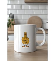 Duck You Tasarımlı 330ml Baskılı Beyaz Seramik Kupa Bardak