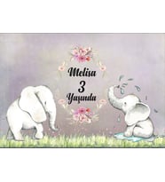 Sevimli Fil Temalı Doğum Günü Afişi 50x70 cm
