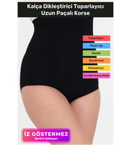 İz Göstermeyen Bırakmayan Toparlayıcı Kaymayı Önleyen Silikon Masaj Özellikli Yüksek Bel Slip Korse (Siyah)