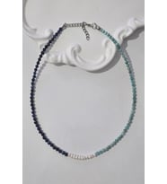 SERTİFİKALI GERÇEK İNCİ, 3 MM AMAZONİT, LAPİS LAZULİ DOĞALTAŞ KOLYE