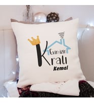 Evimizin Kralı Tasarımlı Yastık Kişiye Özel