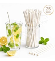 Parti Kağıt Pipeti 25li Beyaz