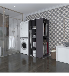 Kenzlife çamaşır-kurutma makinesi dolabı ve giysi dolabı kazvini sağ gri 180*160*60  banyo (Beyaz)