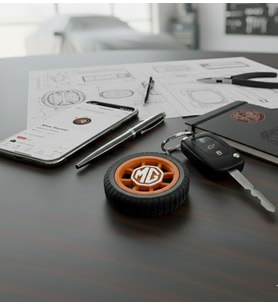 MG Logolu Modern Araba Anahtarlığı (Kırmızı)