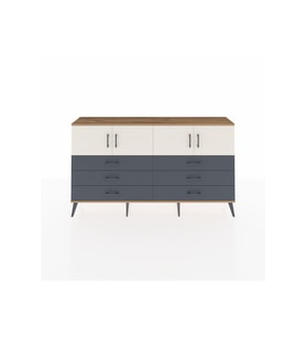 Arges Konsol 2 Raflı 6 Çekmeceli 4 Kapaklı 176x30x99 Çam-Aytaşı/Antrasit