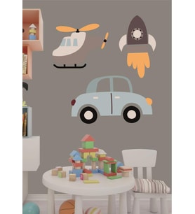 Sevimli Oyuncaklar Uçak Araba Füze Çocuk Odası Duvar Sticker Dekorasyon (Karışık)