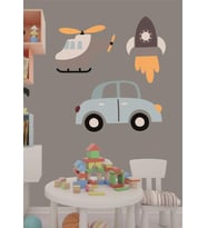 Sevimli Oyuncaklar Uçak Araba Füze Çocuk Odası Duvar Sticker Dekorasyon (Karışık)