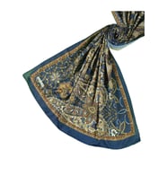 Etnik Desenli Soft Pamuklu Şal 75x190 cm (Lacivert - Taba)