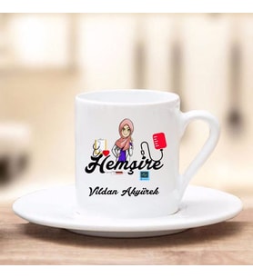 Hemşire Türk Kahvesi Fincanı (Beyaz)