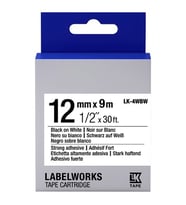Tonersepeti Epson LK-4WBW Muadil Güçlü Yapışkanlı Etiket Kartuşu Siyah Beyaz 12 mm C53S654016
