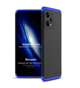 Microsonic Xiaomi Poco X5 5G Kılıf Double Dip 360 Protective Siyah Mavi (Siyah-Mavi)
