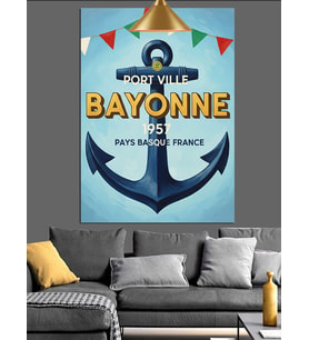 Bayonne Gemi Çapası Poster Deniz Teması Dekoratif Kanvas - Mdf Ahşap Tablo