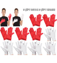 Çocuk Gösteri Eldiven Seti – 5 Çift Beyaz &Amp; 5 Çift Kırmızı
