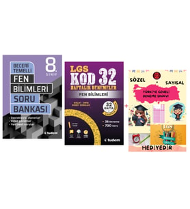 TUDEM YAYINLARI LGS FEN BİLİMLERİ BECERİ TEMELLİ SORU BANKASI - FEN BİLİMLERİ KOD 32 HAFTALIK DENEME