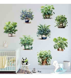 Saksılı Çiçek Tasarımlı 8li Sticker MC-480A