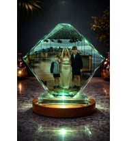 Kişiye Özel Kristal Cam Fotoğraf Işıklı Standlı Anlamlı ve Unutulmaz Hediye