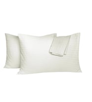 Clasy 2 Li %100 Pamuk Saten Çizgili Yastık Kılıfı 50 x 70 (Ekru)
