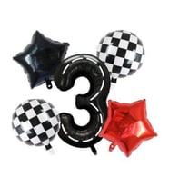 Siyah Yarış Pisti Damalı 3 Yaş Folyo Balon Set