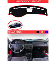 Honda Civic 1994-2000 Için Uygun Torpido Koruma Halısı Siyah Kenar Renk Kırmızı