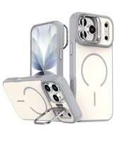 Coverzone iPhone 17 Pro ile Uyumlu kilif MagSafe ile uyumlu K?l?f Stand �zellikli M?knat?sl? Flexa Y�z�k Tutuculu IPHONE 17 PRO i�in KILIF Darbe Emici Mat Arka Kapak Koruyucu K?l?f Beyaz